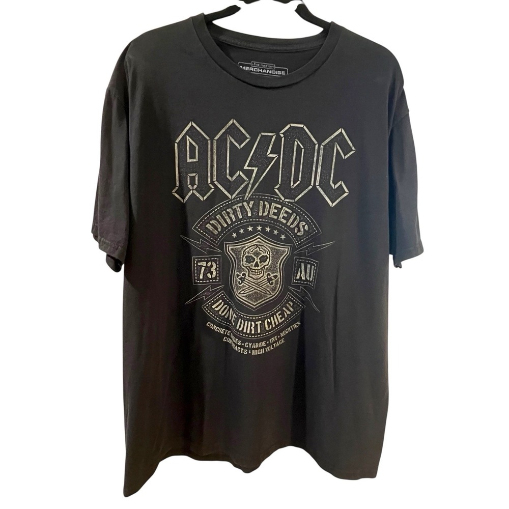 ACDC Dirty Deeds Shirt Live Nation Merchandise Men XL Black Short Sleeve 73